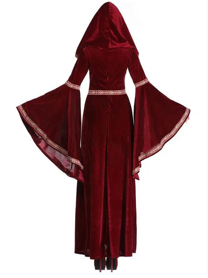 Medieval Retro Victorian Women Halloween Vampire Witch Gothic Red Dress Costume