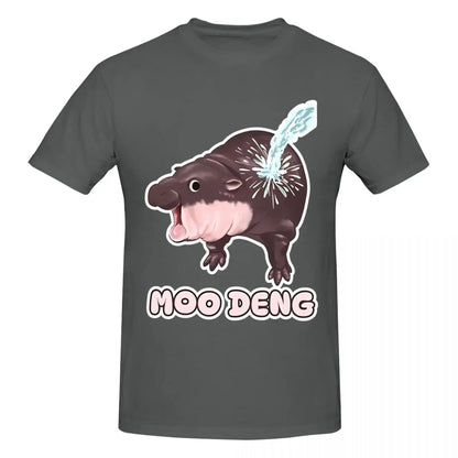 Awesome Cotton Crew Neck Short Sleeve Men Women Baby Hippo Gift Tee Shirt Moo Deng