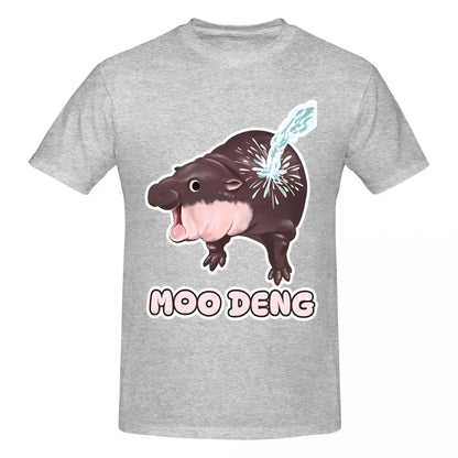 Awesome Cotton Crew Neck Short Sleeve Men Women Baby Hippo Gift Tee Shirt Moo Deng