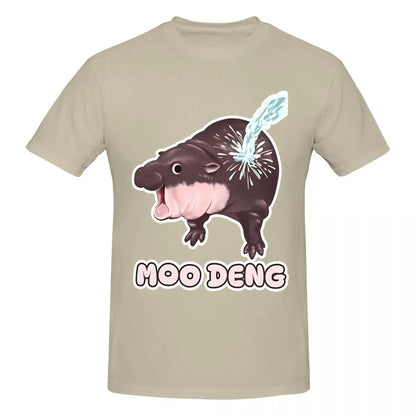 Awesome Cotton Crew Neck Short Sleeve Men Women Baby Hippo Gift Tee Shirt Moo Deng