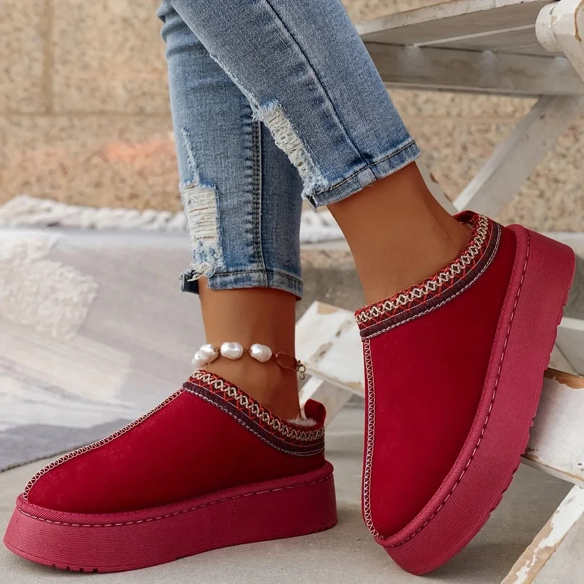 Ankle Flats Platform Stylish Plush Warm Fashion Snow Boot