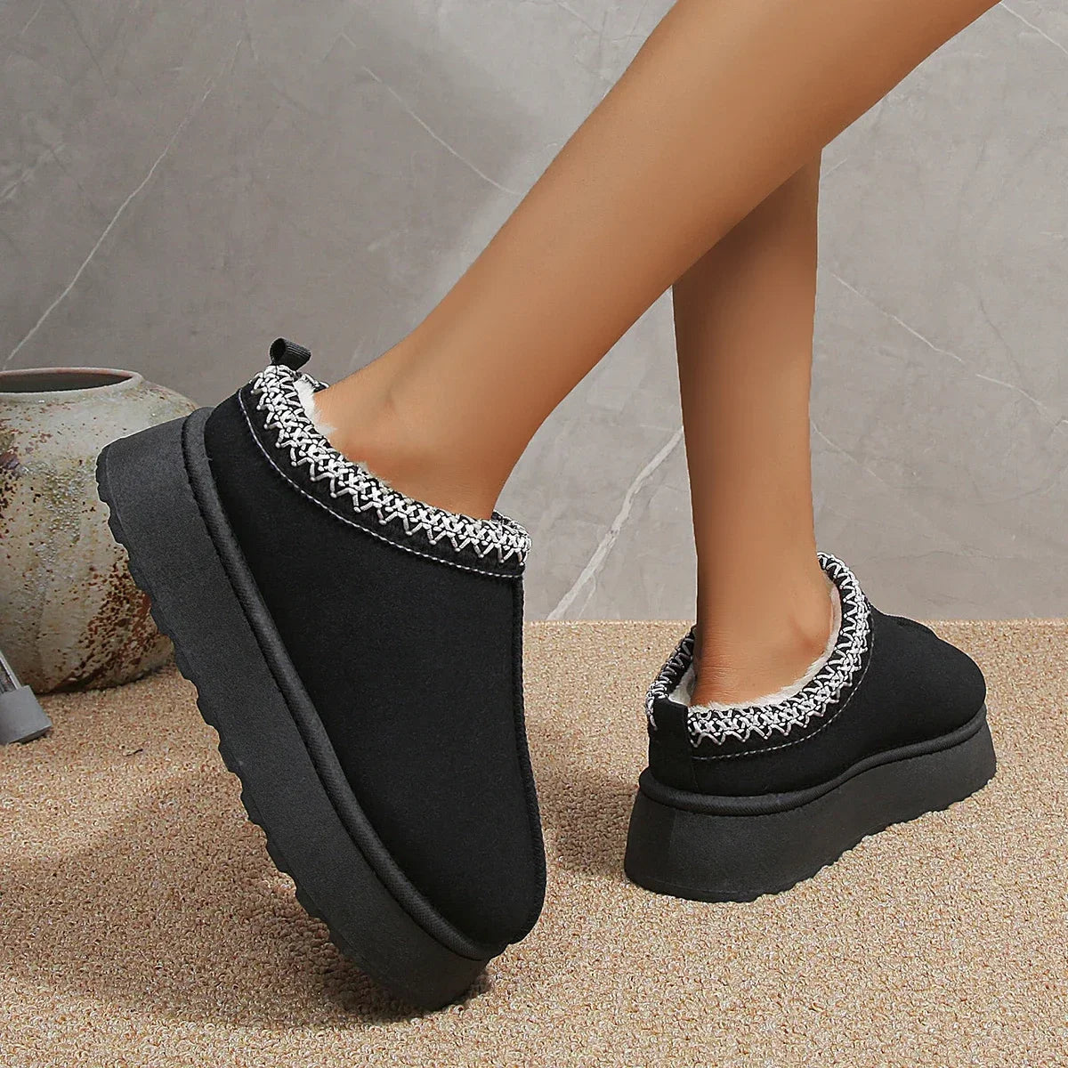 Ankle Flats Platform Stylish Plush Warm Fashion Snow Boot