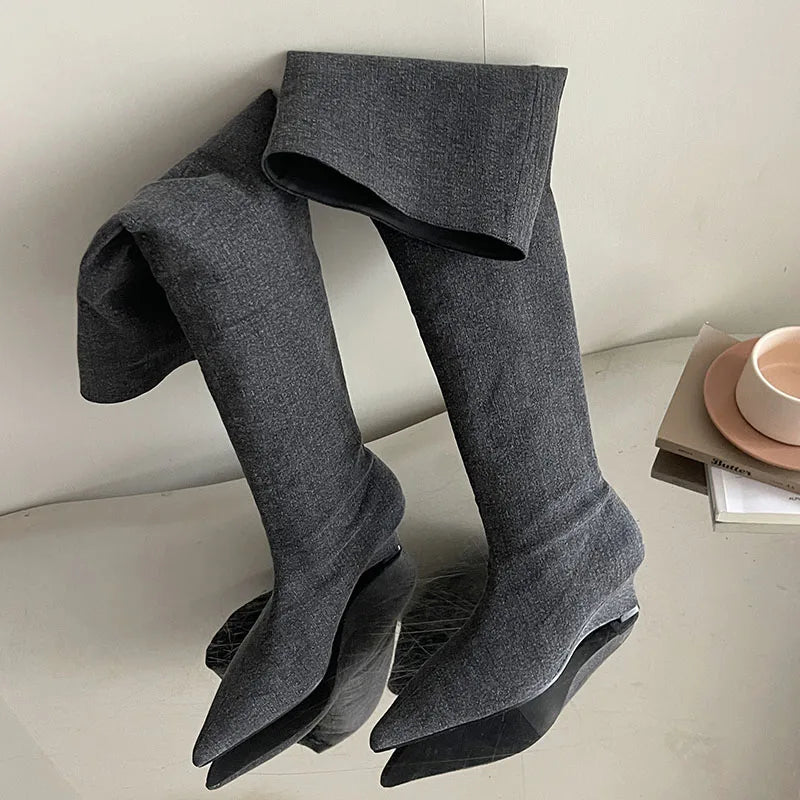 Elegant Stylish Stretchy Casual Comfortable Knee High Boots