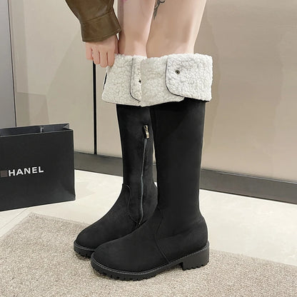 Elegant Fashionable Rivet Pointed Toe Stylish Knee High Boots