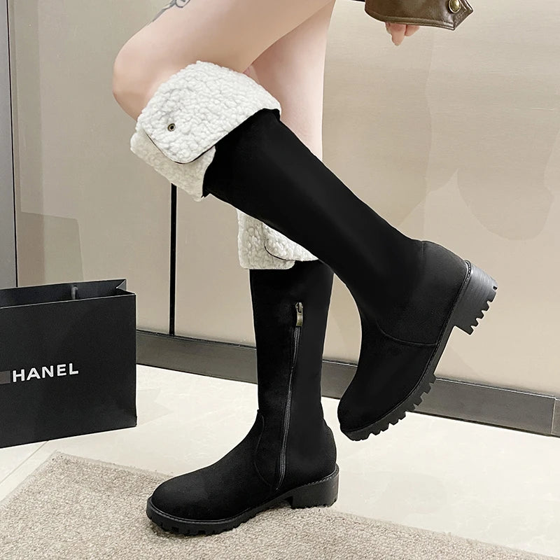 Elegant Fashionable Rivet Pointed Toe Stylish Knee High Boots