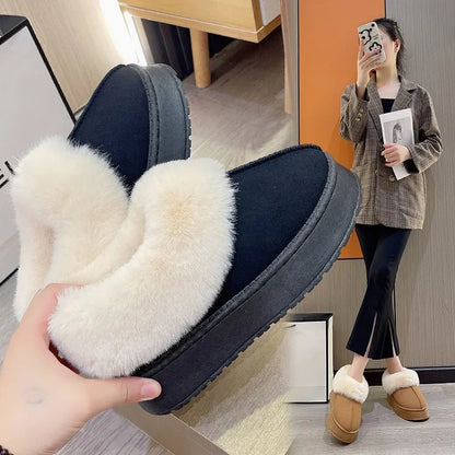 New Warm Boots Women Winter Flats Shoes Short Plush Fur Ankle Snow Boots Casual Shoes Sport Suede Motorcycle Botas