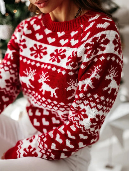 Christmas Sweater Long Sleeve Print Pullover Knitted Casual