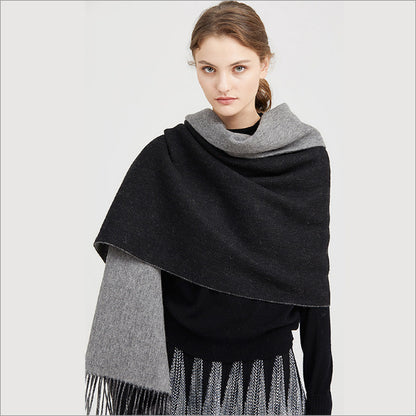 Heavyweight Thickened Pure-wool Autumn Winter Double-sided Scarf