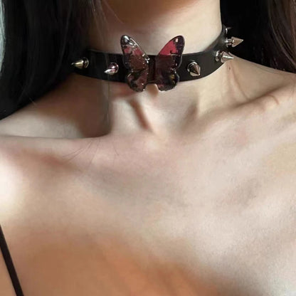 Butterfly Y2K Retro Punk Shrink Film Choker Necklace