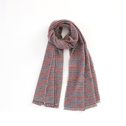 Retro Color-blocked Checkered Soft Comfortable Warm Houndstooth Scarf