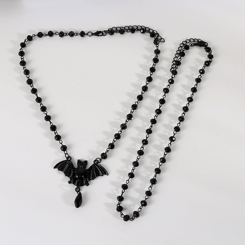 Halloween Gift Retro Black Bat Pendant Necklace