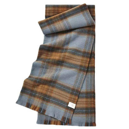 Classic Wool Warm Cozy White Elegant Checked Student Scarf