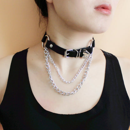 Punk Gothic PU Leather Irregular Choker Necklace