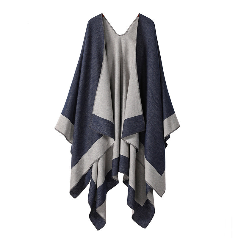 Plain-colored Double-sided Cape Autumn Winter Simple Scarf