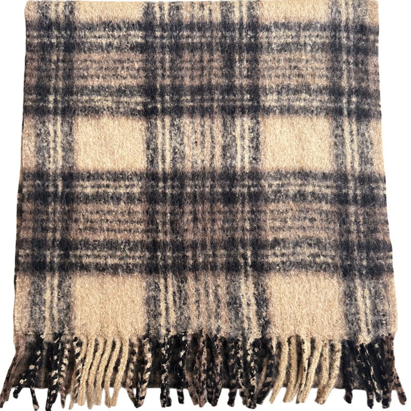 Soft Cozy Trendy Warm Fuzzy Plaid Colorful Fringe Scarf