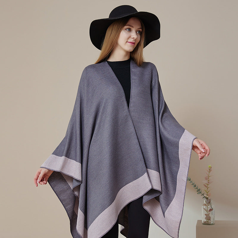 Plain-colored Double-sided Cape Autumn Winter Simple Scarf