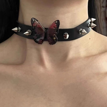 Butterfly Y2K Retro Punk Shrink Film Choker Necklace