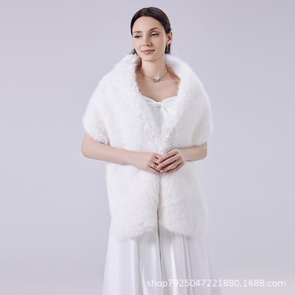 Bridal Wedding Faux-fur Dress Long Winter Scarf