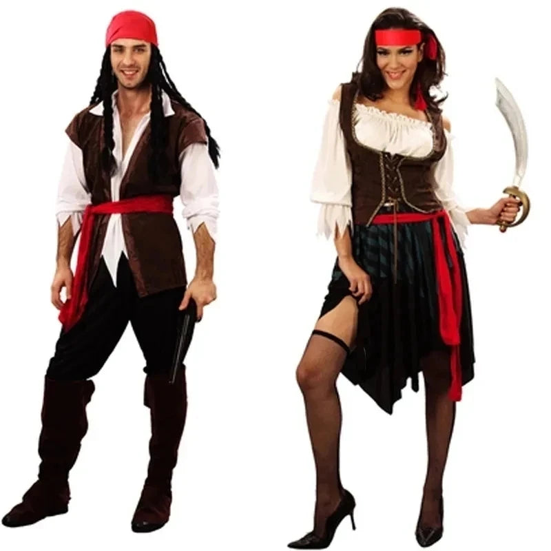 Pirates Caribbean Captain Jack Sparrow Cosplay Carnival Halloween Costume