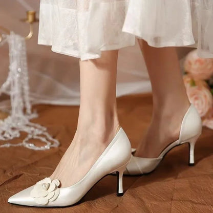 Pointed Solid Color Summer Slingback Women Slip on Shoes Low Heel Pumps