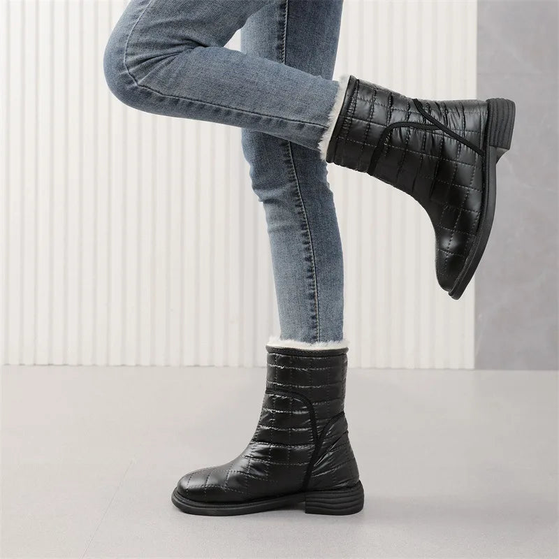 Flat Fashion Warm Plush Velvet Cotton Winter Short Snow Boot