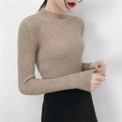 Slim Fit Stand Collar Long Sleeve Knitted Christmas Sweater