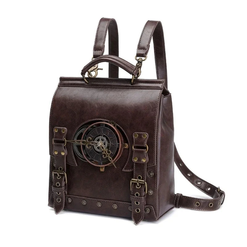 Retro Steampunk Vintage Industrial Gothic Medieval Leather Women Satchel Briefcase Bag