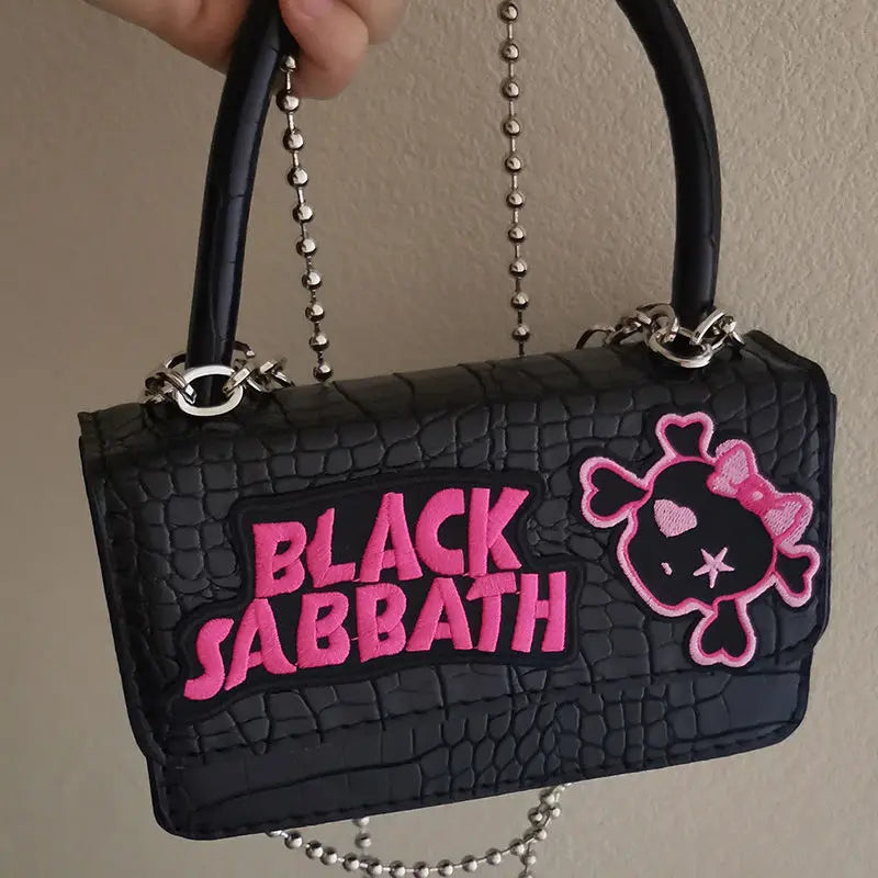 Harajuku Y2k Gothic Punk Chain Handle Casual Crossbody Vintage Black Bag