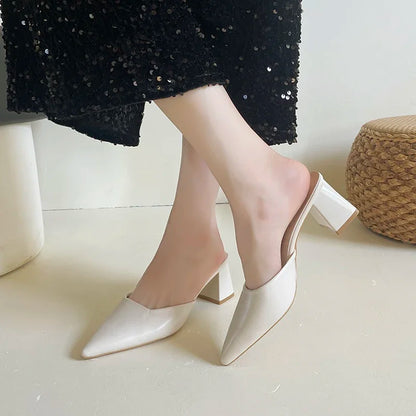 Sexy Pointed Toe Winter Plush Warm Closed Toe Comfortable Slippers Low Heel Pumps