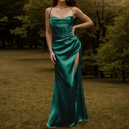 Glamorous Spaghetti Strap Formal Sleeveless High Split Backless Long 2024 New Elegant Evening Party Dress