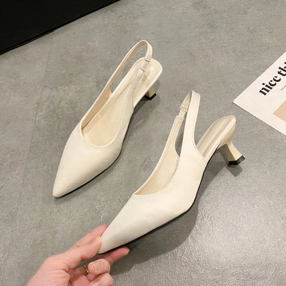 Hot Sale Slip-on Fashion Office Career Sexy Pointed Toe Cap Sandals Low Heel Pumps