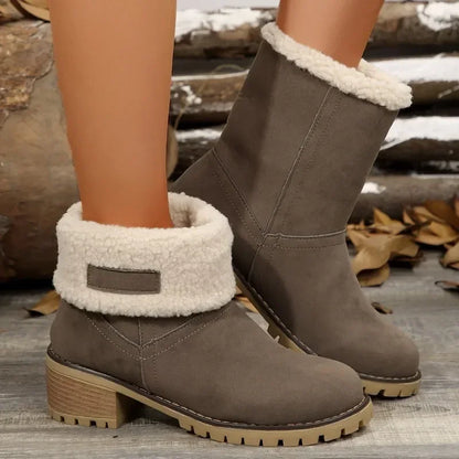 Slip-On Round Toe Plush Warm Comfortable Chunky Snow Boot