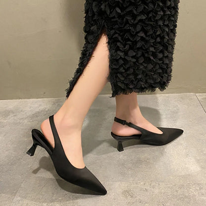 Fashion Slip-on Summer Solid Office Career Sexy Pointed Toe Low Heel Pumps