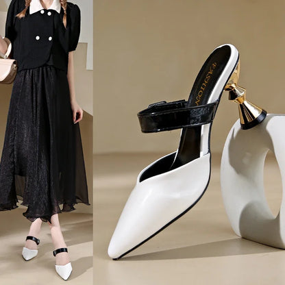 Size 35-43 Sexy Pointed Closed Toe Summer Women's Casual Mules Low Heel Pumps