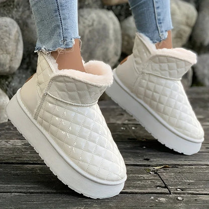 Thicken Slip-on Heighten Waterproof Plush Warm Flat Snow Boot