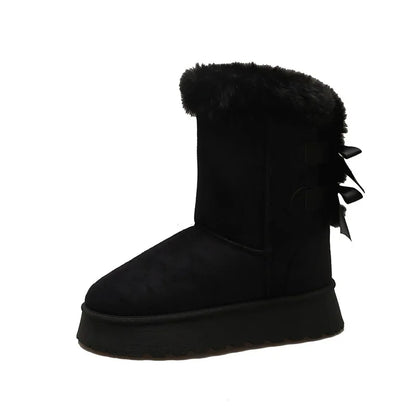 Thick Plush Thick Sole Non-slip Solid Button Retro Snow Boot