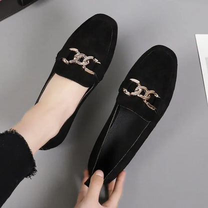 Spring Fashion Metal Slip On Big Size Mocassins Flats Loafers