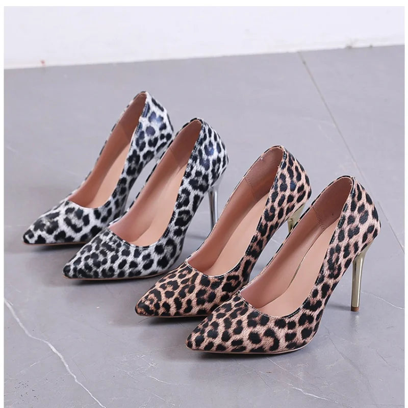 Sexy Fashion Leopard Print Pointed Toe Trendy Catwalk Single High Heel