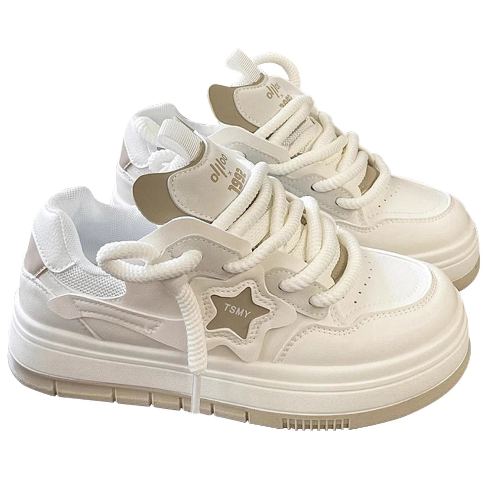 Star Walking Sneakers Y2K Platform Shoes Thick Sole Casual Sport Shoes Non-Slip Aesthetic Tennis Shoes for Outdoor Sports