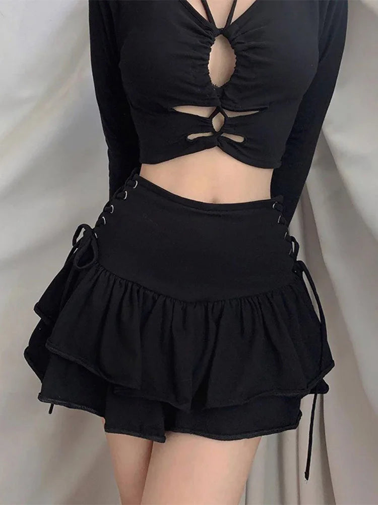 DressBetty - Dark Gothic Punk E-girl High Waist Mini Skirt