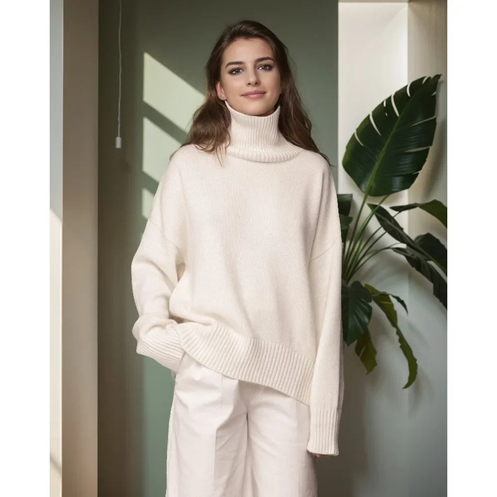 Thickened Knitwear Loose Turtleneck Warm Solid Pullover Sweater