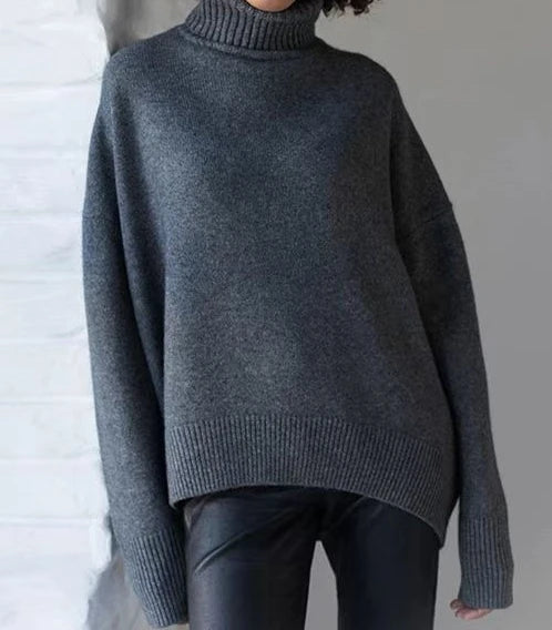 Thickened Knitwear Loose Turtleneck Warm Solid Pullover Sweater