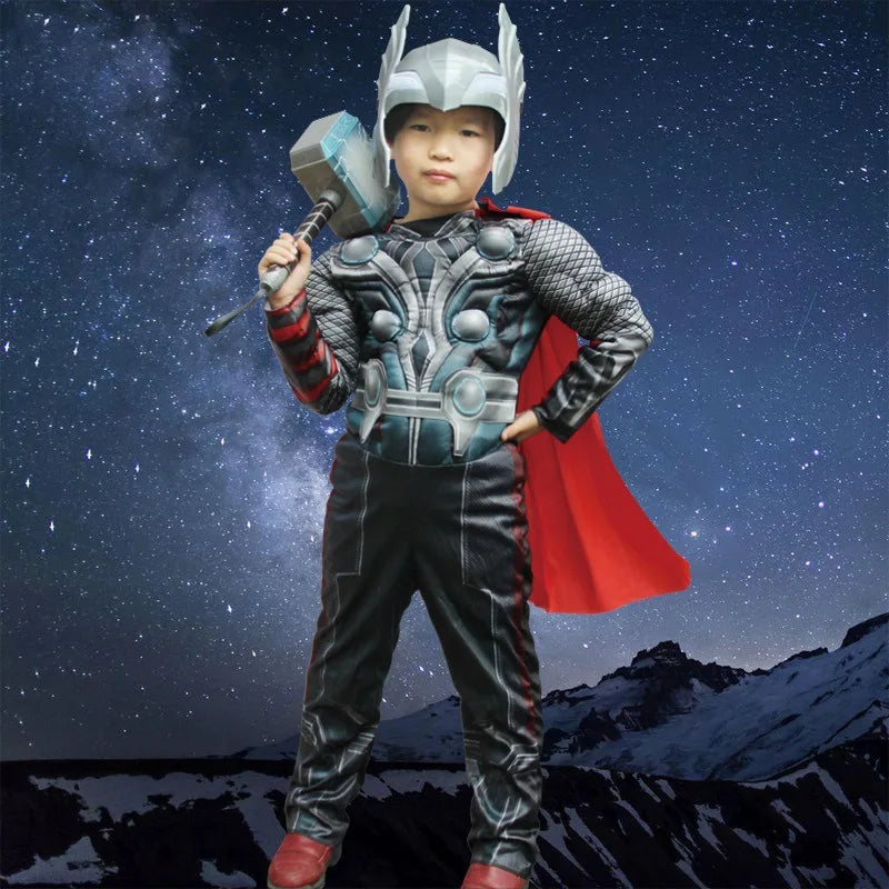 Superhero Muscle Thor Cosplay Kid Costumes