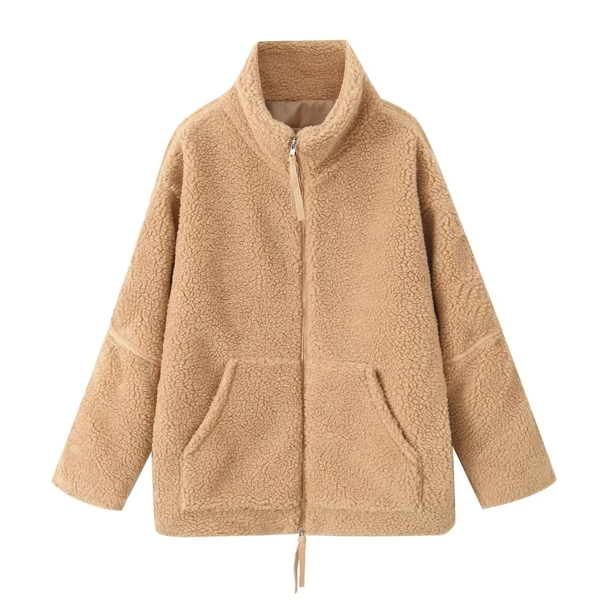 Winter Warm Loose Lamb Lapel Long Casual Vintage Coat