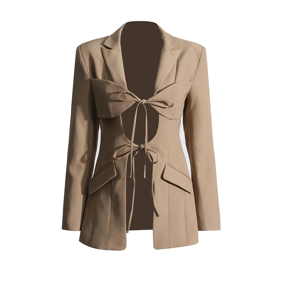 Temperament Vintage Solid Long Sleeve Slim Stylish High Quality Autumn Women Blazer