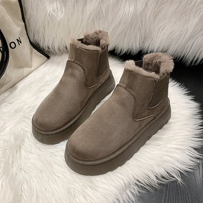 Winter Boots Women New Rubber Thick Sole Ankle Boots for Outdoor Elevated Comfort Warm Walking Cotton Shoes Fashion Snow Boots