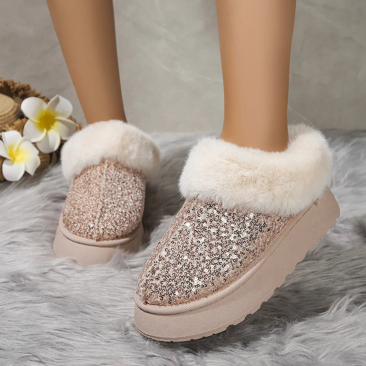 Winter Short Plush Warm Casual New Suede Fur Elegant Snow Boot