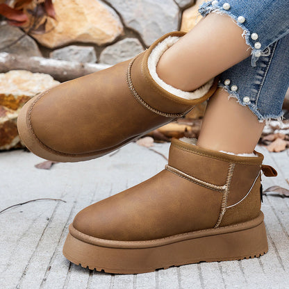 Short Plush Warm Casual Flat Comfortable Chelsea Ankle Snow Boot