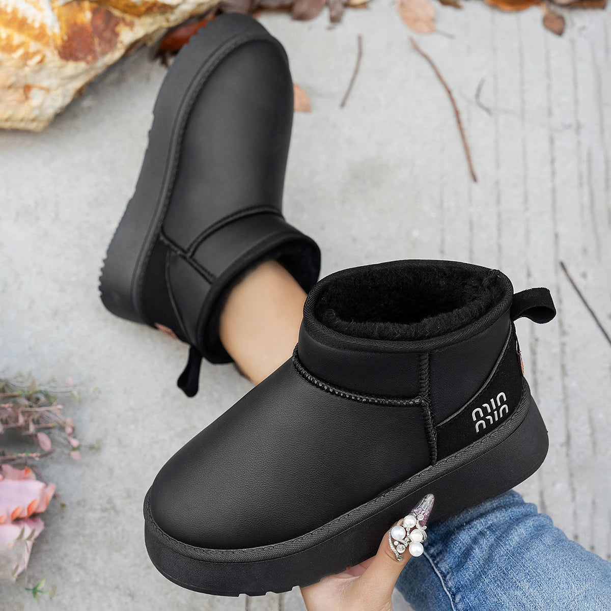 Women Boots Winter Short Plush Warm Snow Boots Women Casual Flat Shoes Women New Comfortable Chelsea Ankle Boots Botas De Mujer