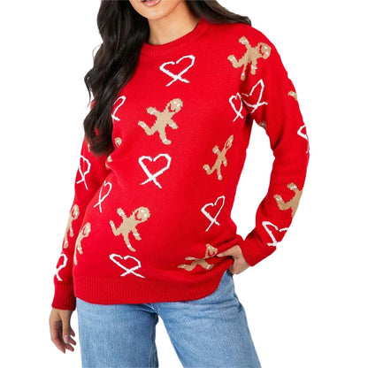 Gingerbread Christmas Sweater - Long Sleeve Casual Loose Fit